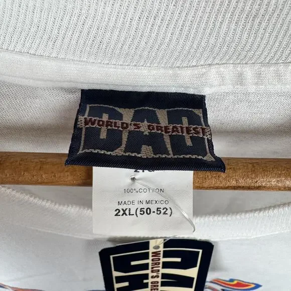 DAD World's Greatest Shirt Mens 2XL White Greatest Hits DJ Graphic Tee Funny - Picture 3 of 8